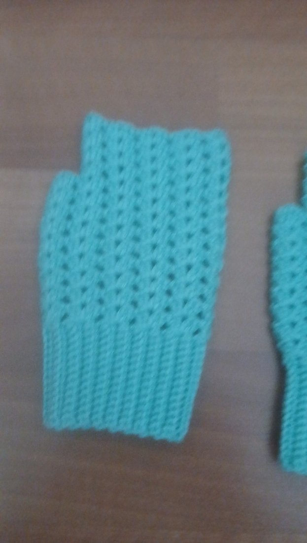 Turkuaz Örgü Kadın Parmakaız Eldiven - Görsel 3