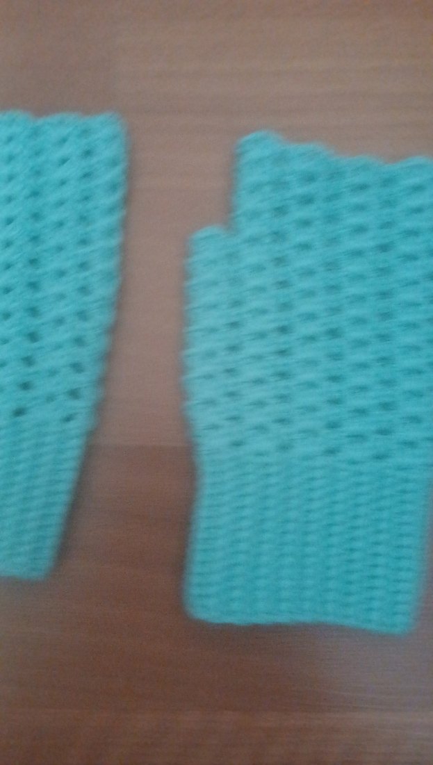Turkuaz Örgü Kadın Parmakaız Eldiven - Görsel 2