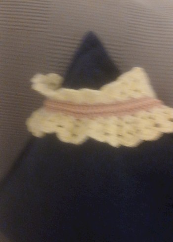 Pembe ve Kırık Beyaz Simli    Fırfırlı Örgü  Dantel Boyunluk - Görsel 3