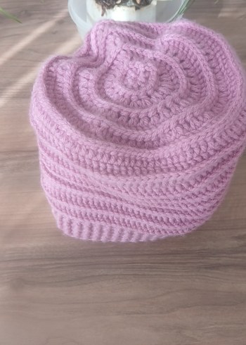 Pembe Örgü Kadın Bere - Görsel 7