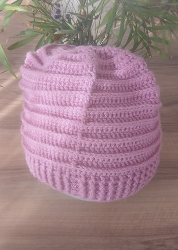 Pembe Örgü Kadın Bere - Görsel 3