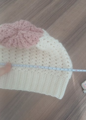 Kadın Bohem Örgü Bere Beyaz-Pembe - Görsel 4