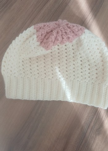 Kadın Bohem Örgü Bere Beyaz-Pembe - Görsel 2