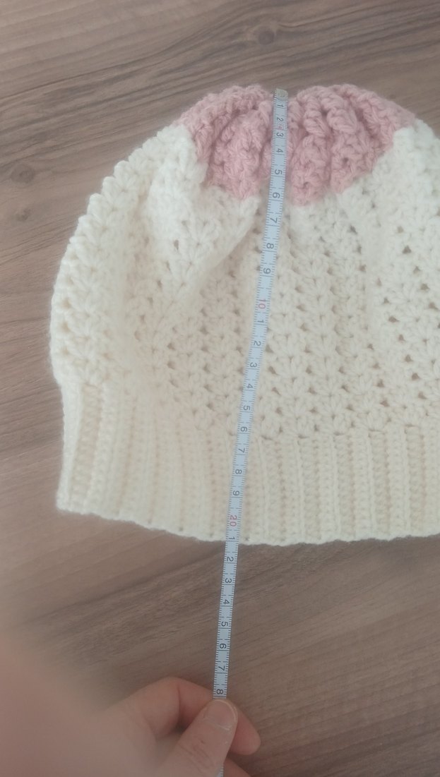 Kadın Bohem Örgü Bere Beyaz-Pembe - Görsel 3