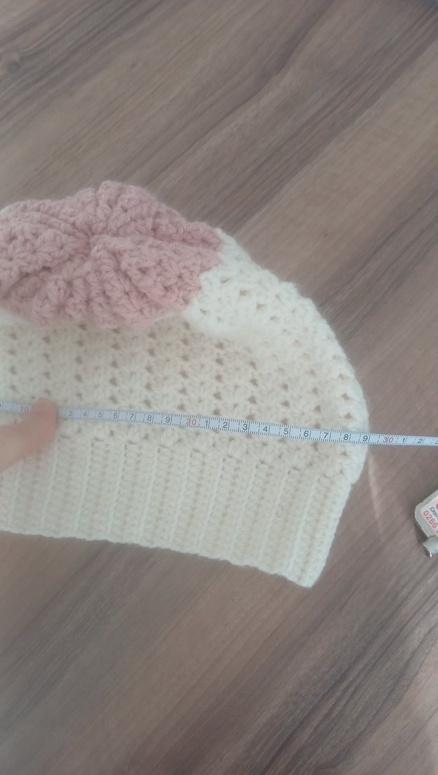 Kadın Bohem Örgü Bere Beyaz-Pembe - Görsel 4