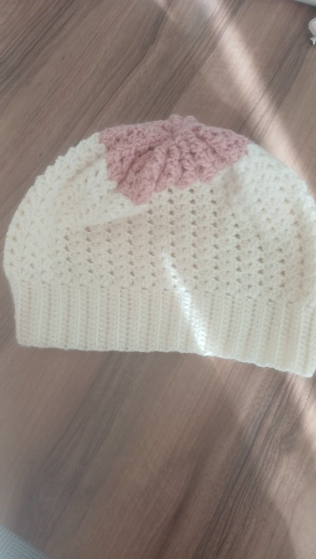 Kadın Bohem Örgü Bere Beyaz-Pembe - Görsel 2