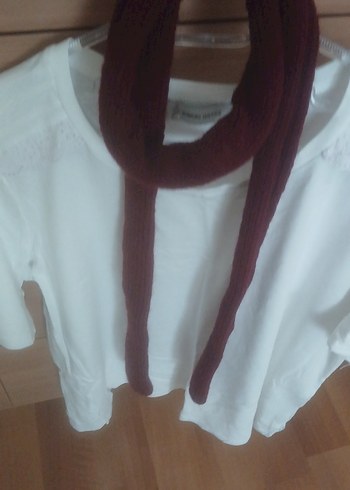 Bordo Örgü Skinny Kadın Atkı - Görsel 3