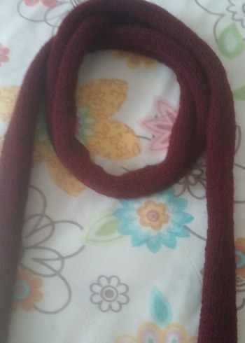 Bordo Örgü Skinny Kadın Atkı - Görsel 5