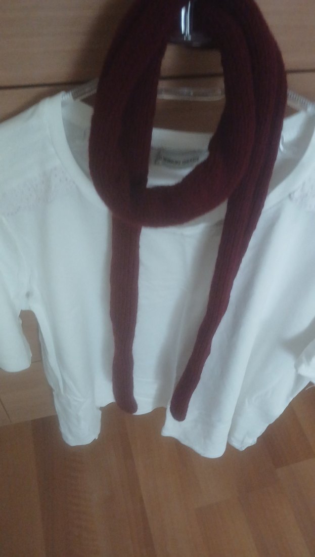 Bordo Örgü Skinny Kadın Atkı - Görsel 3