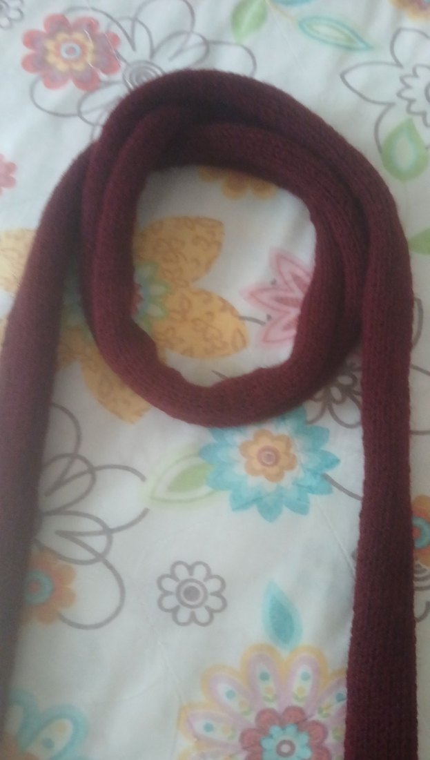 Bordo Örgü Skinny Kadın Atkı - Görsel 5