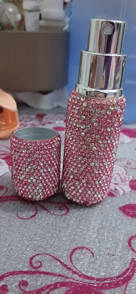 Pembe Taşlı Doldurulabilir Parfüm Şişesi - Görsel 3