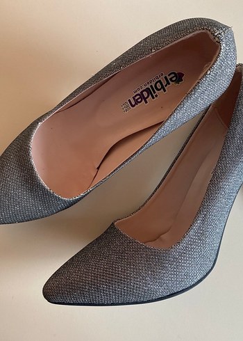 Gri Simli Stiletto Topuklu Ayakkabı
