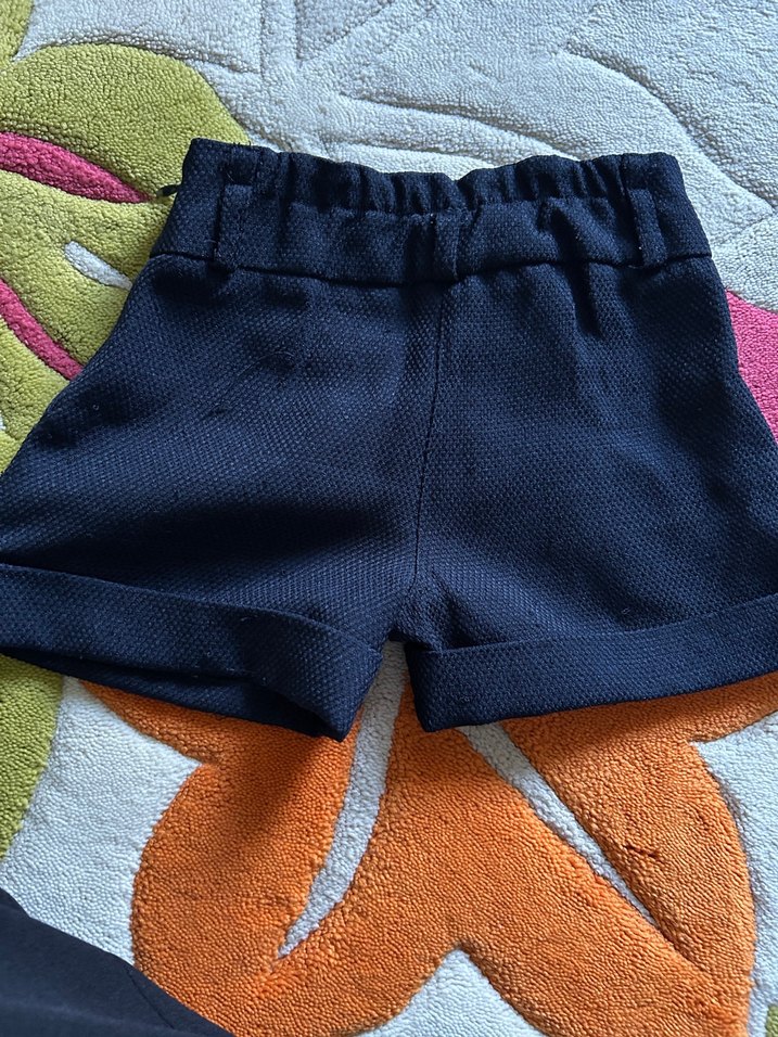 Düğmeli Koyu Mavi Kız Şortu - Görsel 3