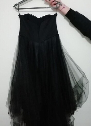 Siyah straplez elbise - Görsel 2
