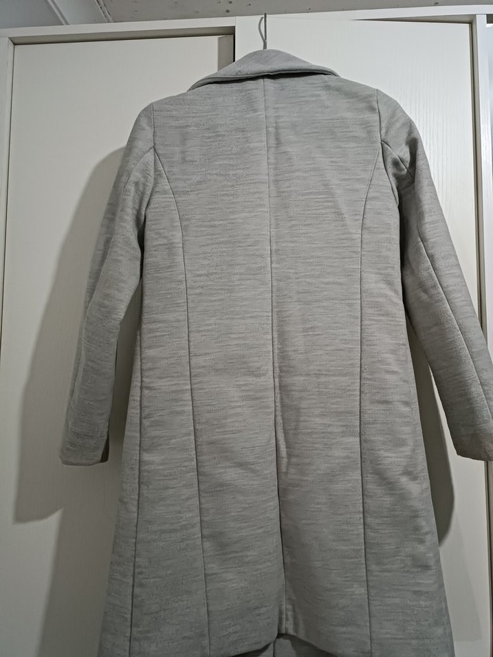 İki Düğmeli Gri Kadın Kaban - Görsel 3
