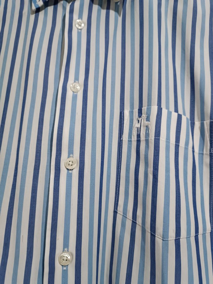 mavi çizgili erkek gömlek - Görsel 2