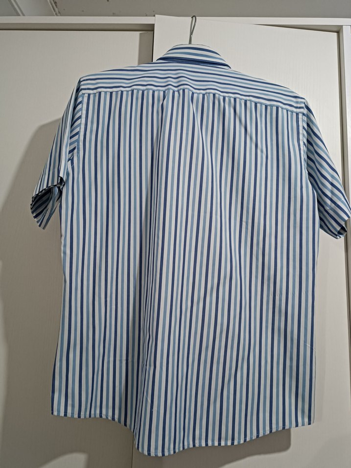 mavi çizgili erkek gömlek - Görsel 3