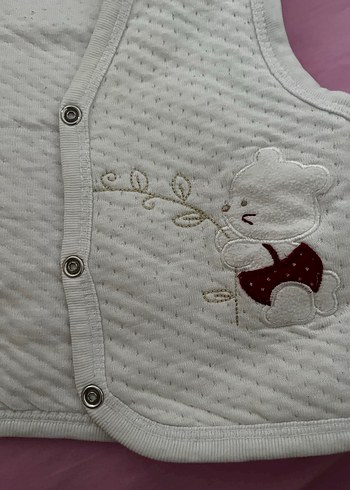 Kız Çocuk Beyaz Nakışlı penye Yelek - Görsel 3