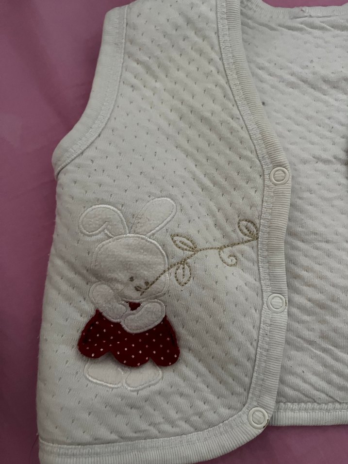 Kız Çocuk Beyaz Nakışlı penye Yelek - Görsel 2