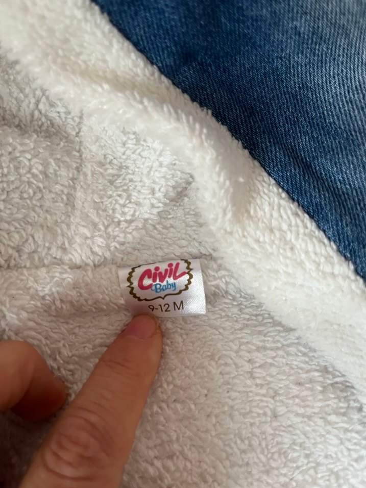 Düğmeli Beyaz Denim Erkek Bebek Tulumu - Görsel 3