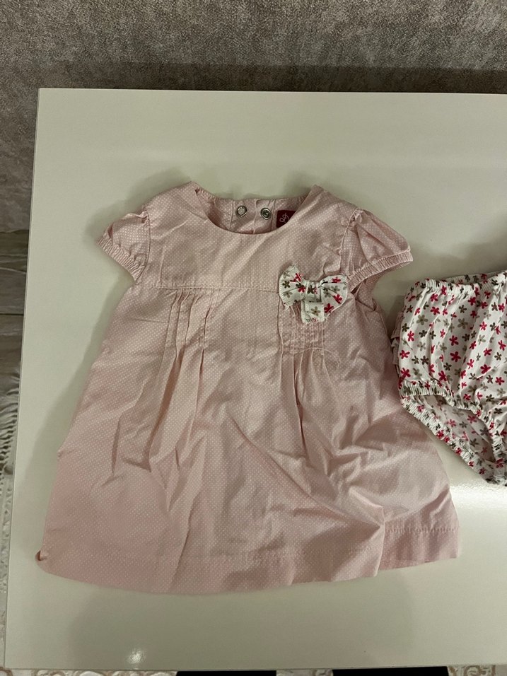 Pembe Nakışlı Kısa Kollu Bebek Kız Takımı - Görsel 5