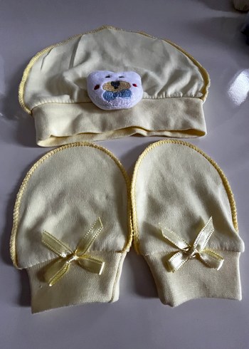 Yenidoğan sarı Eldiven ve Şapka Seti - Görsel 2