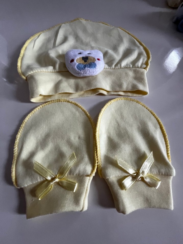 Yenidoğan sarı Eldiven ve Şapka Seti - Görsel 2
