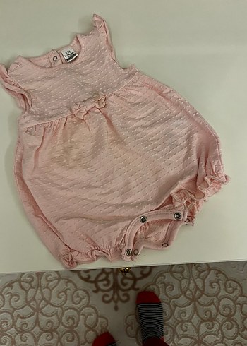 1-3 ay pastel pembe  Fırfırlı Bebek Kız Tulum - Görsel 5