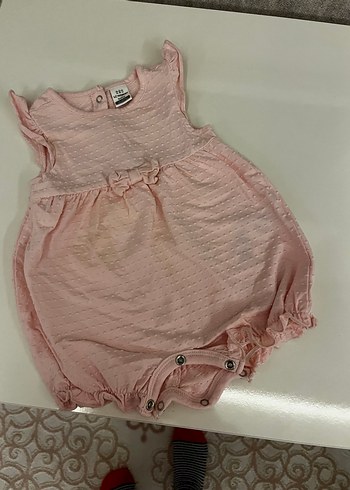 1-3 ay pastel pembe  Fırfırlı Bebek Kız Tulum - Görsel 2