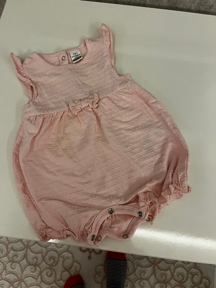 1-3 ay pastel pembe  Fırfırlı Bebek Kız Tulum - Görsel 2