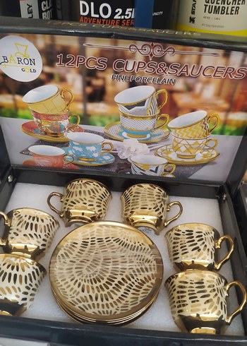 Altın Detaylı Turkuaz 12 Parça Fincan Takımı - Görsel 4