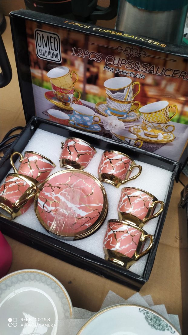 Altın Detaylı Turkuaz 12 Parça Fincan Takımı - Görsel 2