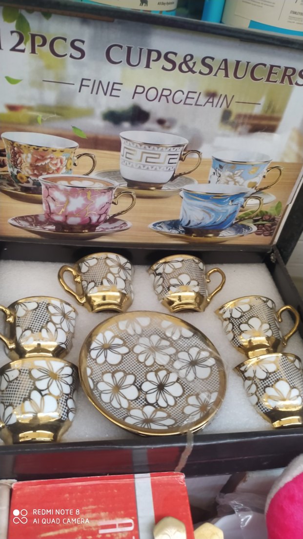 Altın Detaylı Turkuaz 12 Parça Fincan Takımı - Görsel 3