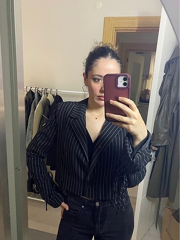 s Beden siyah Renk Kısa blazer