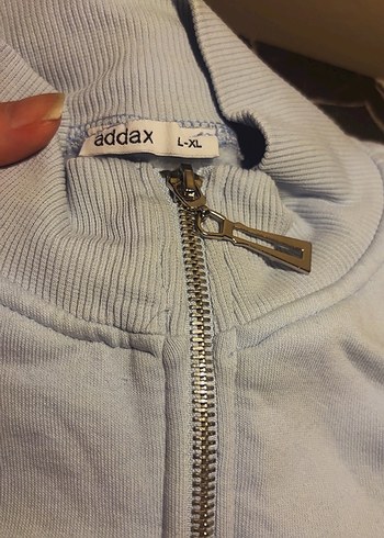 Addax Gri Kadın Fermuarlı Sırt Baskılı Sweatshirt - Görsel 2