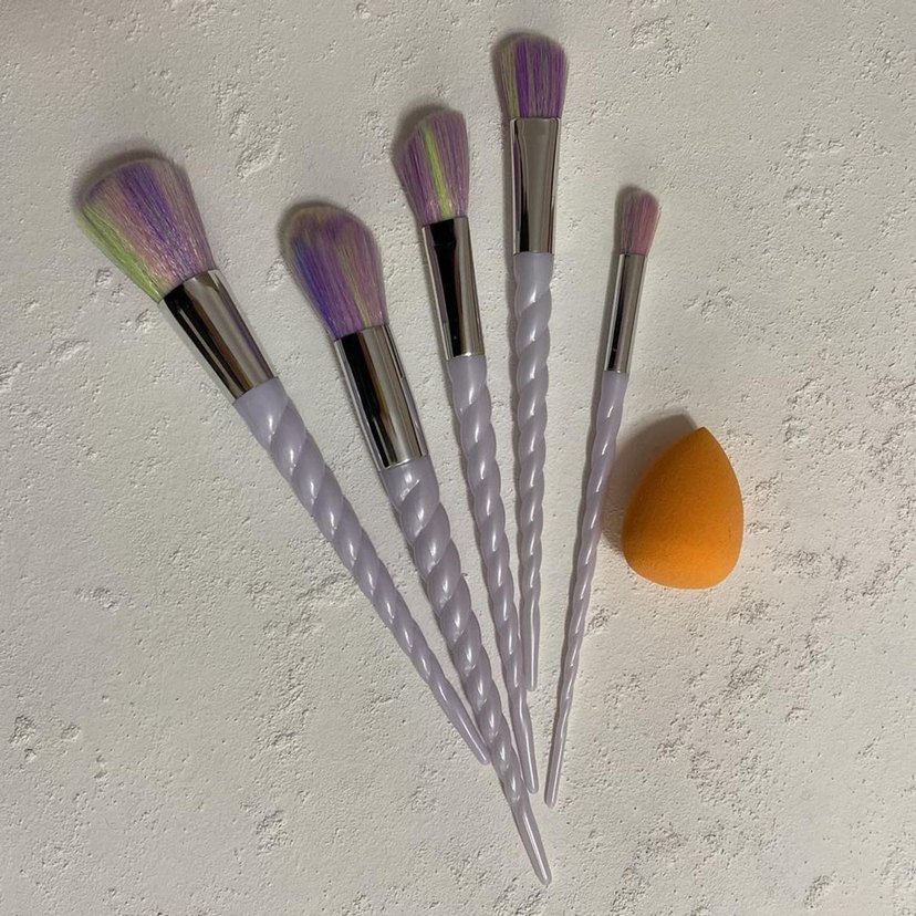 Unicorn Makyaj Fırçası Seti (5 Adet)+1 MAKYAJ SÜNGERİ HEDİYE - Görsel 3