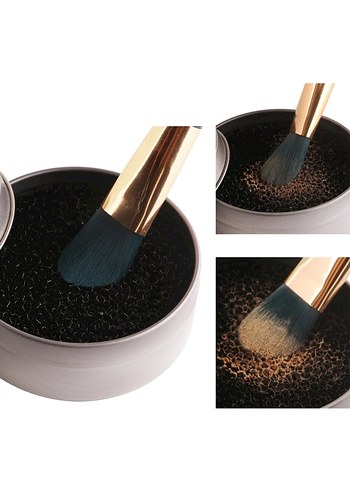 Maange Süngerli Metal Makyaj Fırçası Temizleme Kutusu - Görsel 2