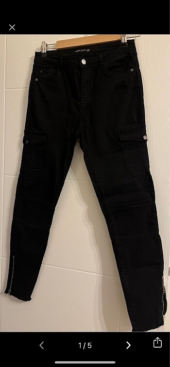 Bershka 38 beden siyah kargo kot