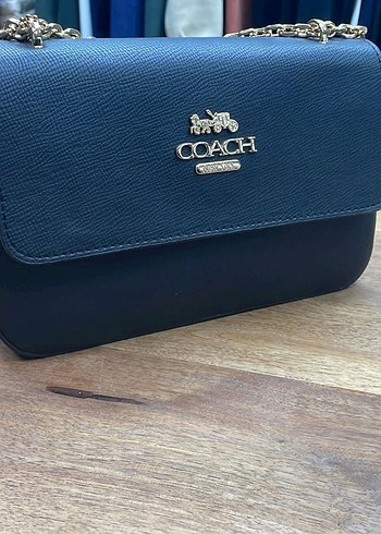 Zincir Detaylı Siyah Deri Coach Çanta