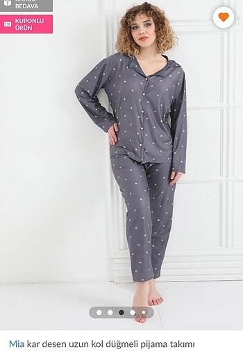 Uzun kol düğmeli pijama takımı
