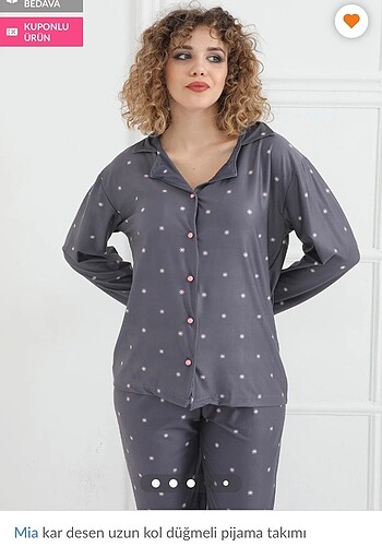 l Beden gri Renk Uzun kol düğmeli pijama takımı