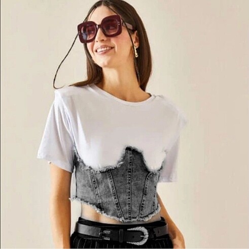 xs Beden Jean korseli Bluz