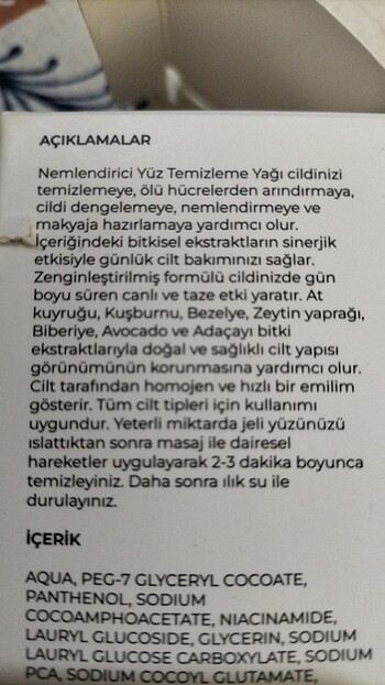 Diğer Nemlendirici yüz temizleme yagi