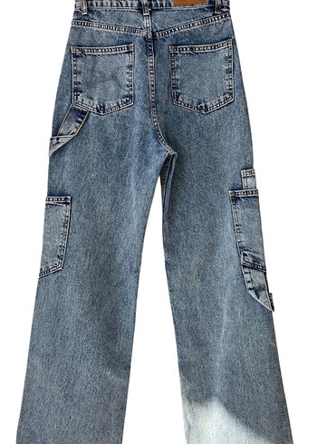 Diğer Geniş Kesim Mavi Denim Kadın Pantolon