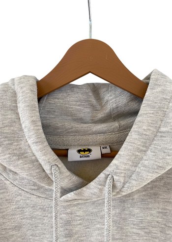 xxl Beden Gri Batman Baskılı Unısex Kısa Kollu Sweatshirt