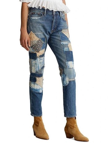 Polo Ralph Lauren Patchwork Detayli Mavi Denim Jean