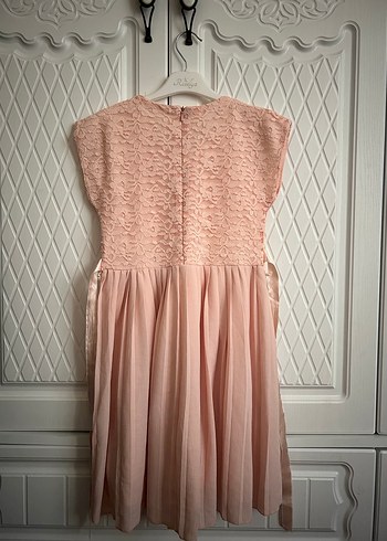 Kız Çocuk Dantel Detaylı Pembe Elbise - Görsel 2