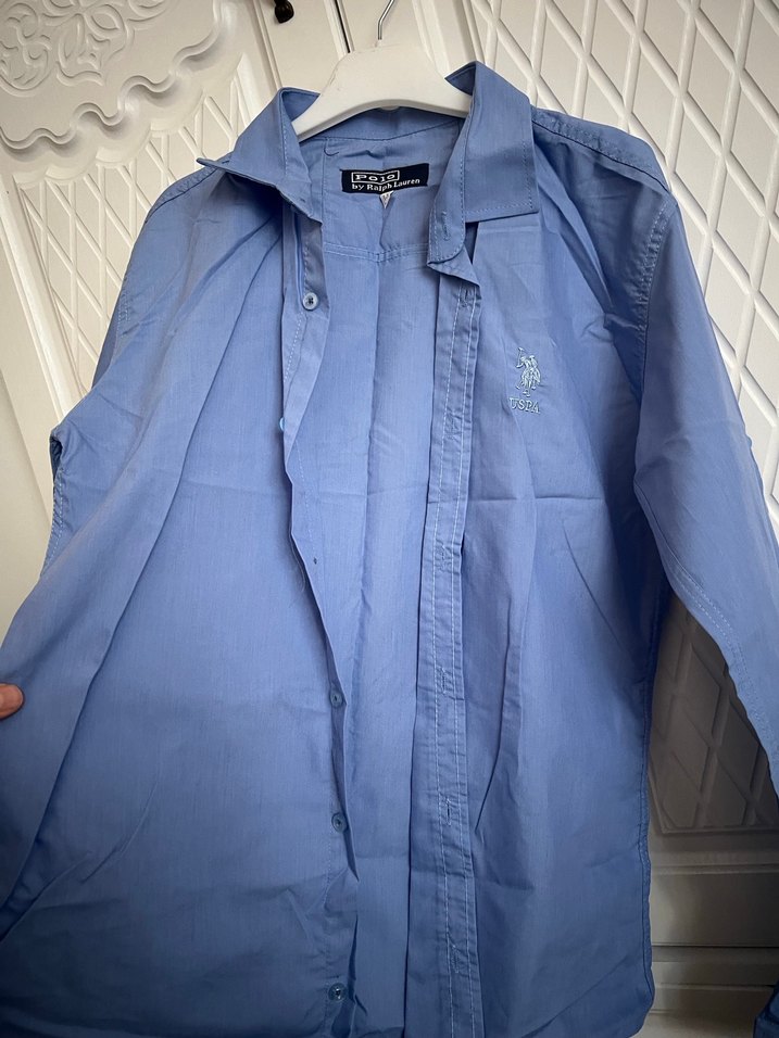 Mavi Keten Uzun Kollu Erkek Gömlek - Görsel 2