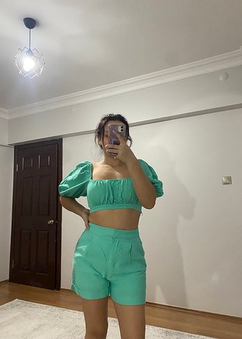 Yeşil Mini Crop Top - Görsel 5