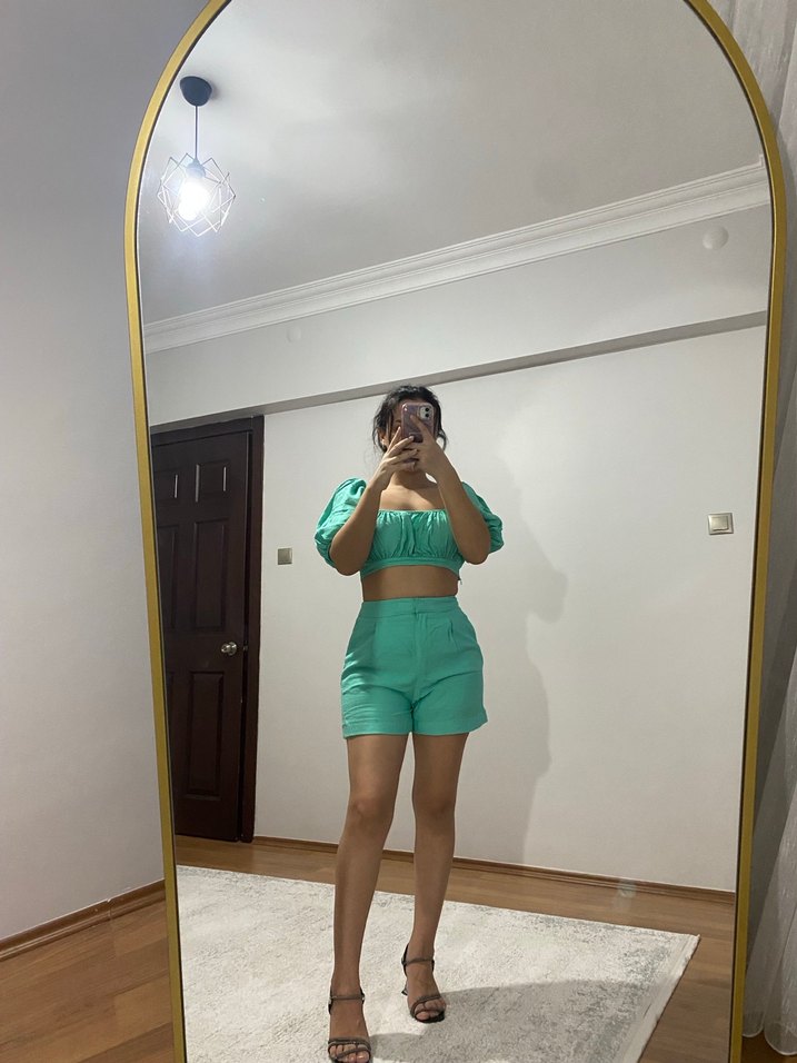 Yeşil Mini Crop Top - Görsel 3